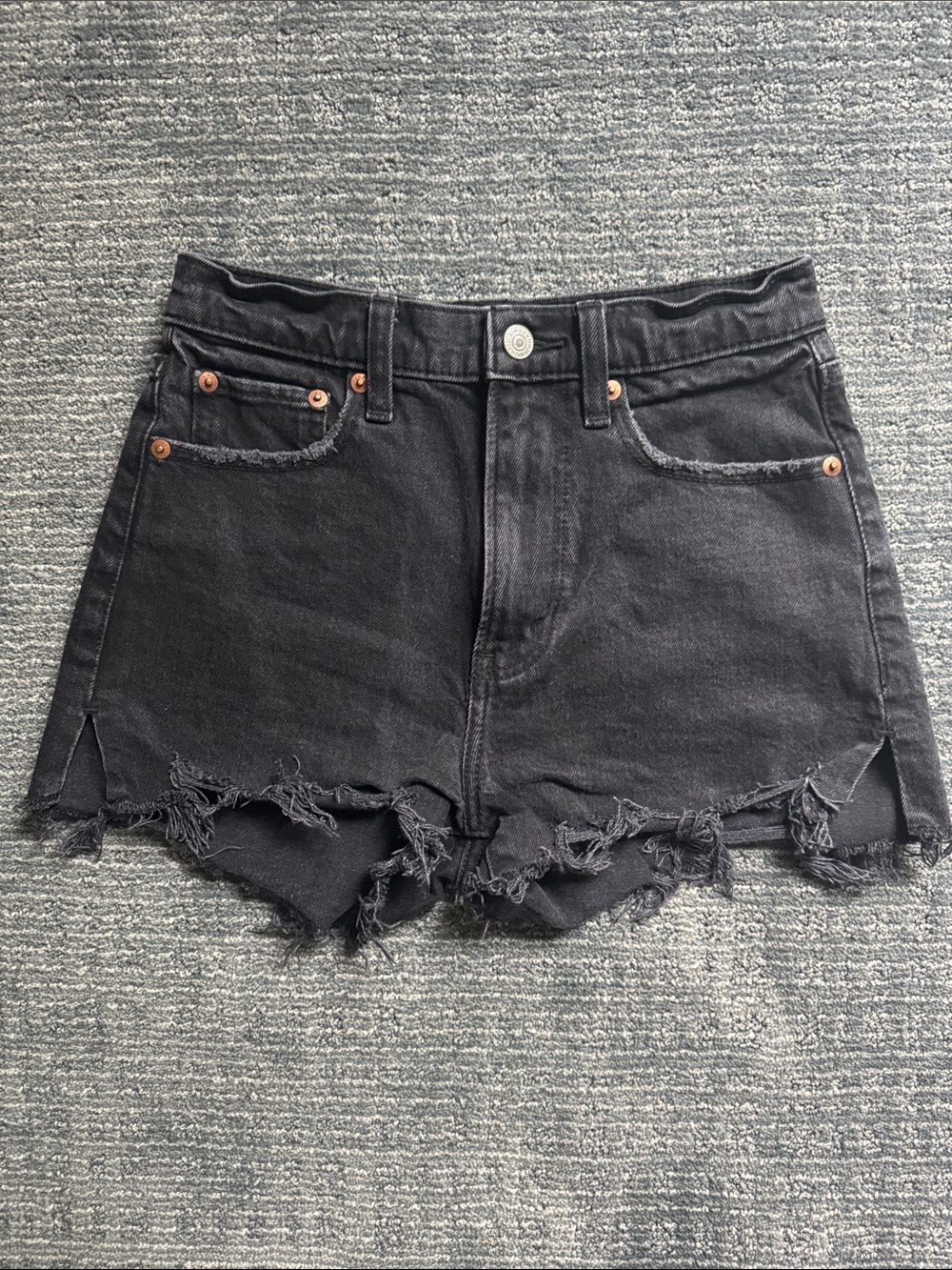Abercrombie & Fitch The Mom Short High Rise Black Jean Shorts Waist 24
